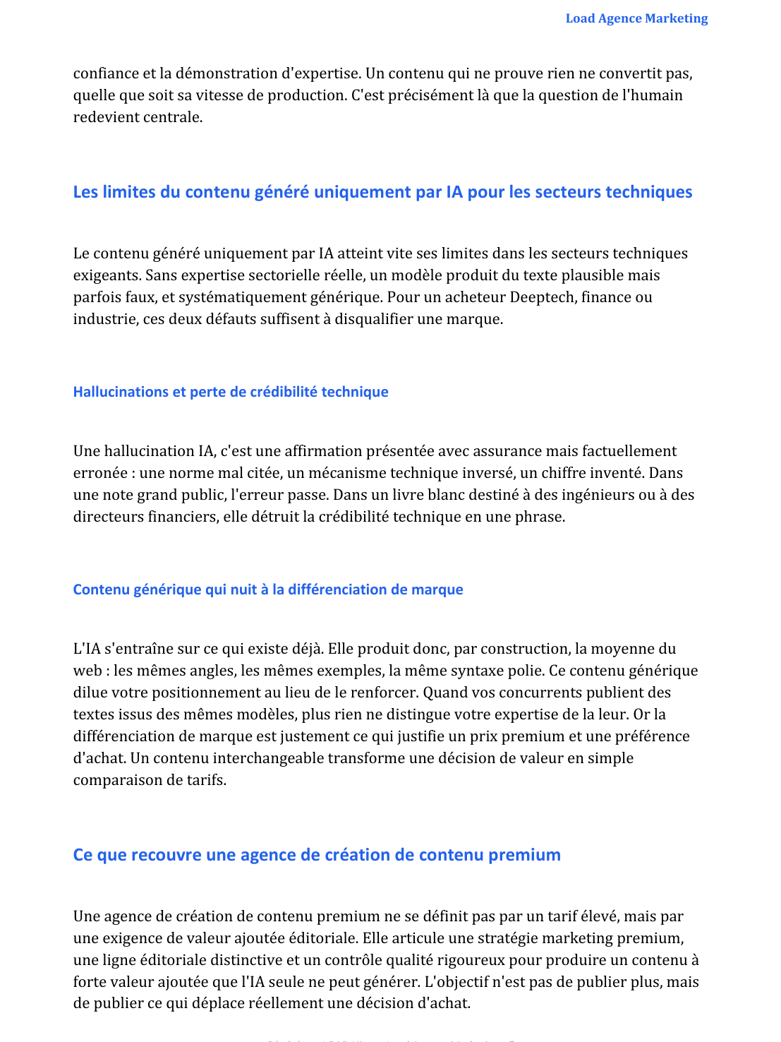 Une page de l'article de blog