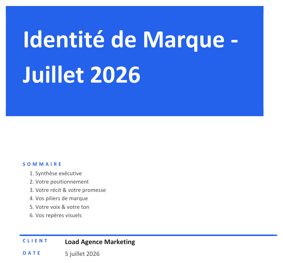 Page de garde de la plateforme de marque Load Agence Marketing
