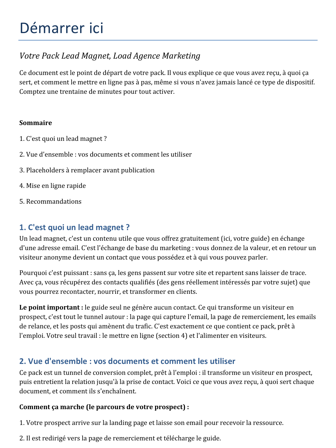 Guide de démarrage du lead magnet