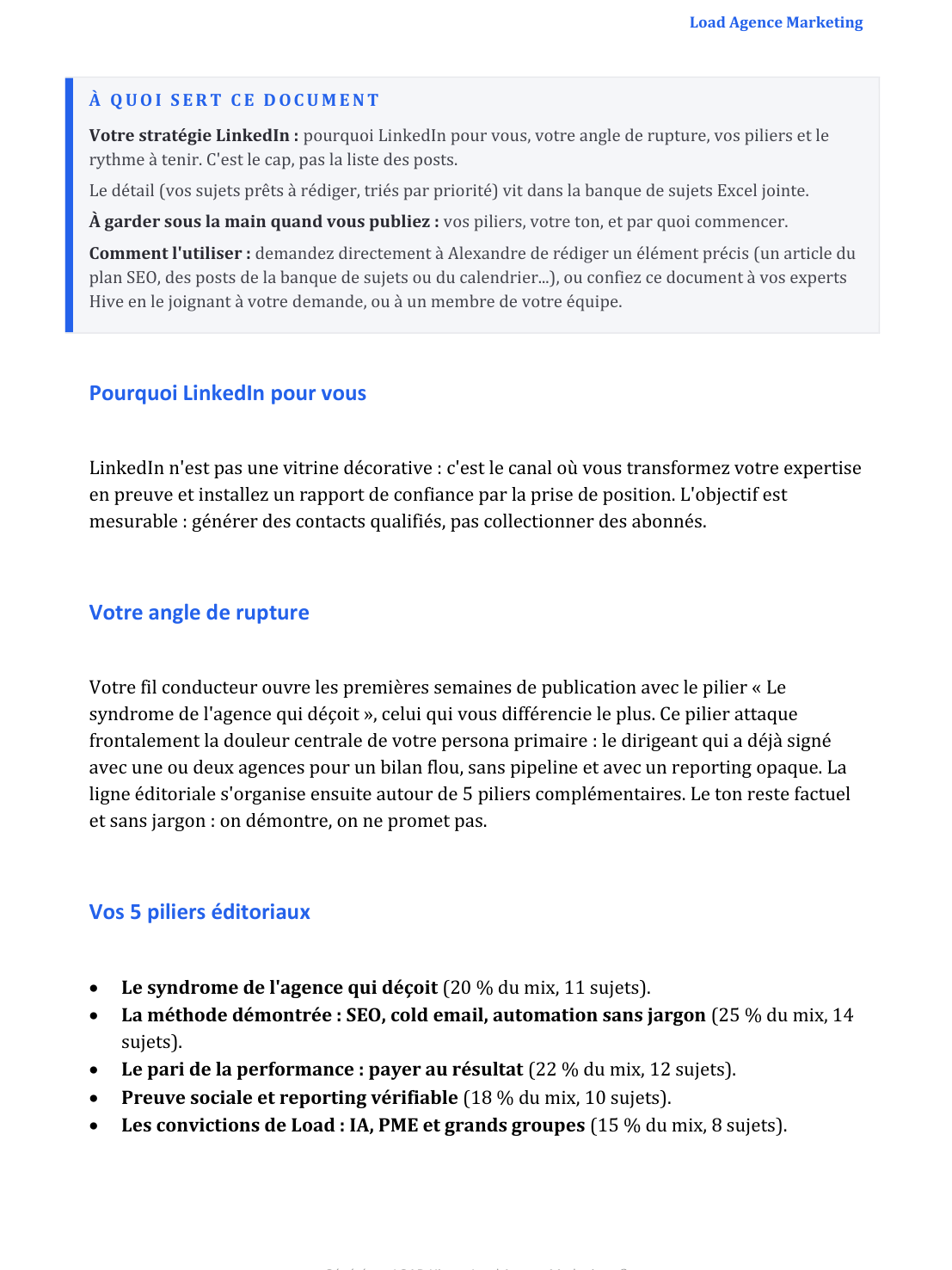 Les cinq piliers éditoriaux LinkedIn